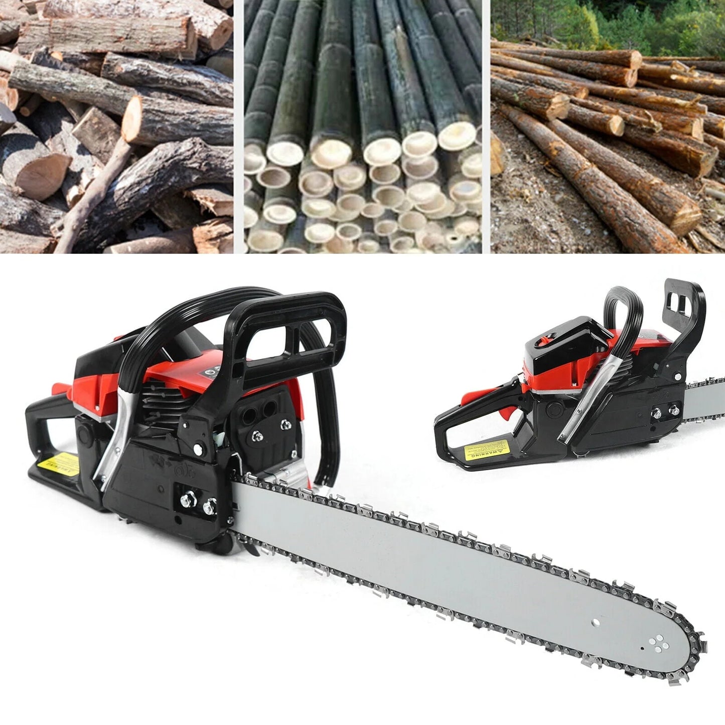 18" Chainsaw 68CC Gas Powered Handheld Chain Saw 2-Stroke 3.6HP for Garden Trees Wood Cutting Cordless