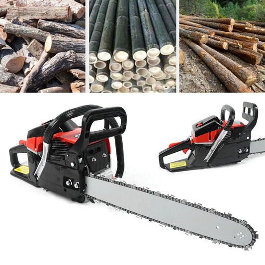 18" Chainsaw 68CC Gas Powered Handheld Chain Saw 2-Stroke 3.6HP for Garden Trees Wood Cutting Cordless