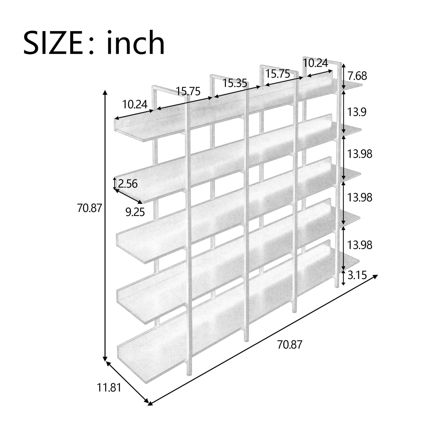 Bellemave 5 Tier Large Open Bookshelf, Home Office Display Shelves with Metal Frame, Vintage Industrial Bookcases with Back Fence, High-quality MDF Board (Brown)