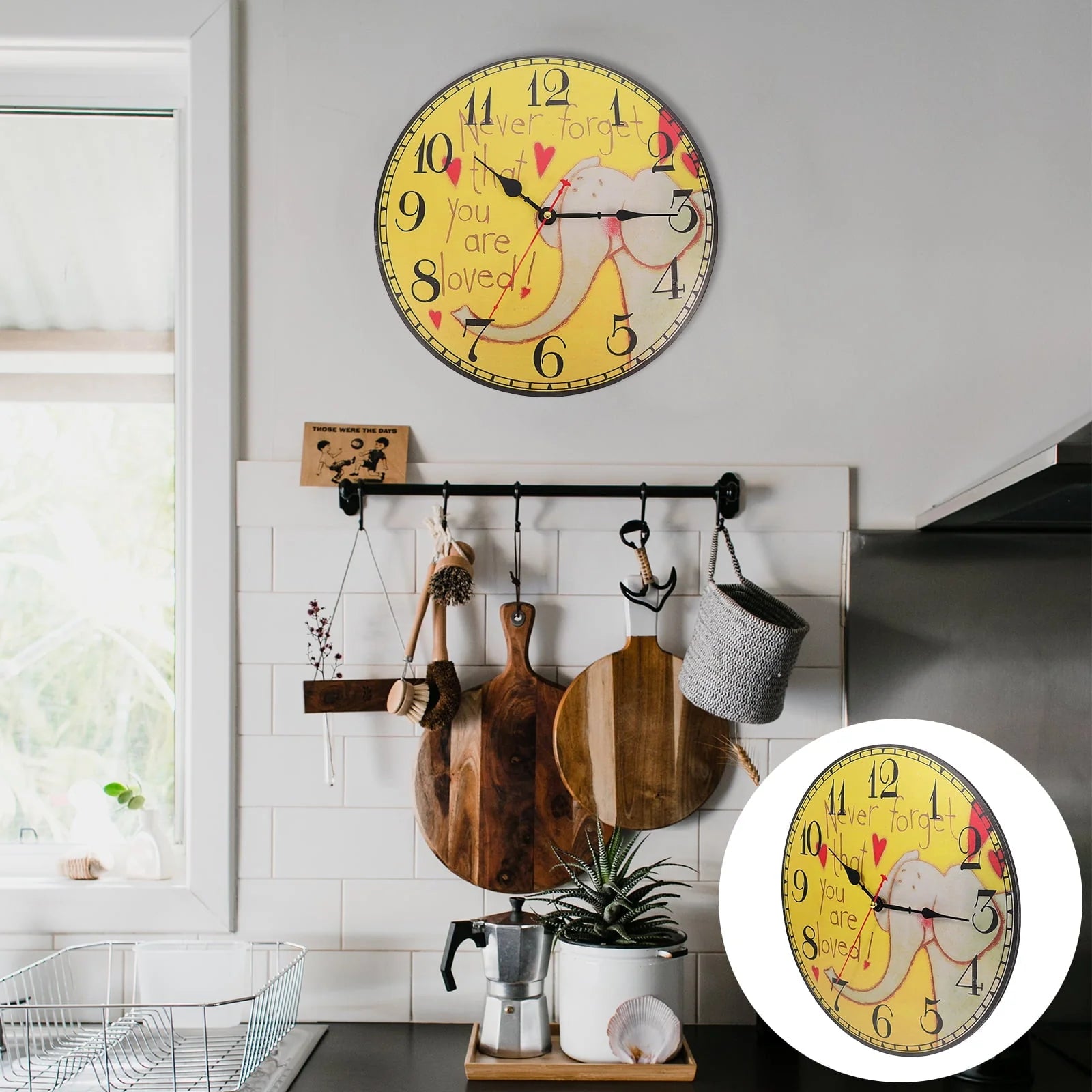 Homemaxs 1PC Retro Wooden Hanging Clock Decor Living Room Wall Clock Decoration