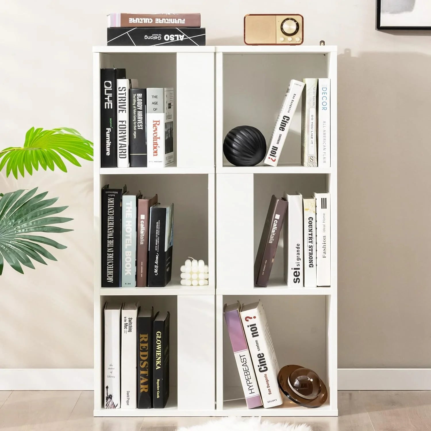 3 Cube Bookcase Set of 2, Modern Bookshelf w/Cubical Storage Shelves, Wood Bookshelves & Bookcases, Small Book Shelf for Bedroom, Living Room, Home Office (White)