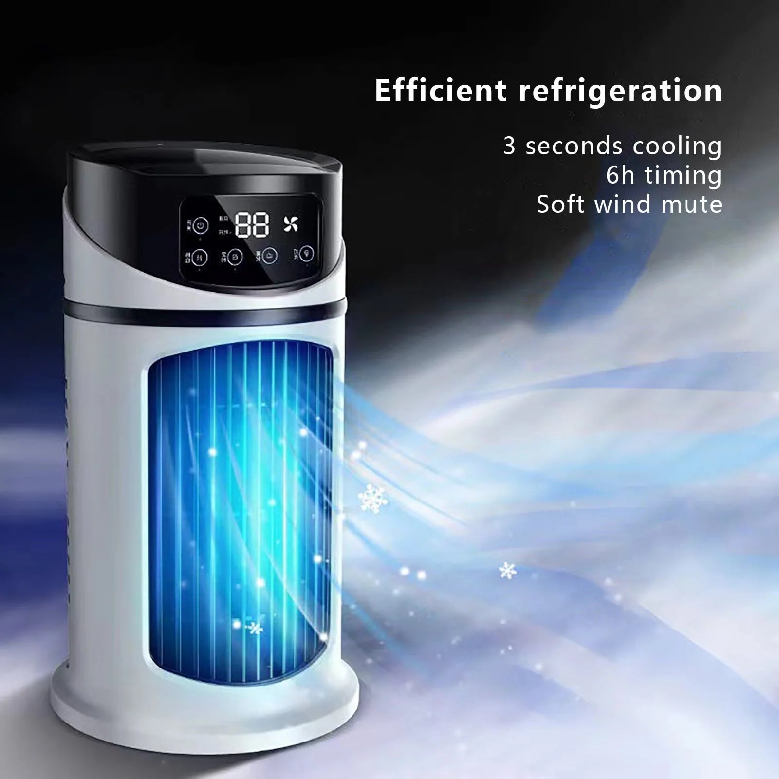 Lingouzi Portable Mini Air Conditioner, Home Office Air Cooler Humidifying Spray, Usb Ultra-Quiet Rechargeable Water-Cooled Air Conditioner, Multi-Function Timer & Rgb Color Night Light