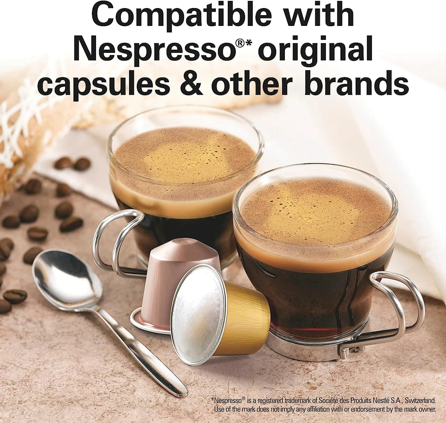 Hamilton Beach Espresso Maker, Compatible with Nespresso* original capsules, Black with Chrome Accents, 40726