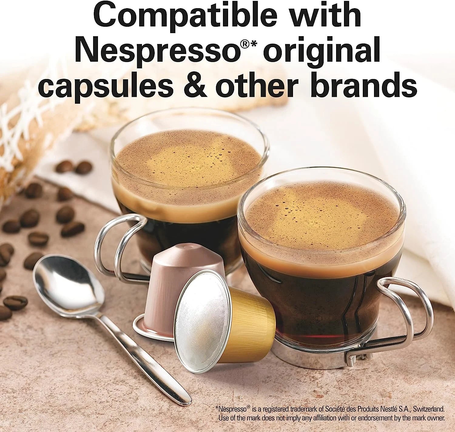 Hamilton Beach Espresso Maker, Compatible with Nespresso* original capsules, Black with Chrome Accents, 40726