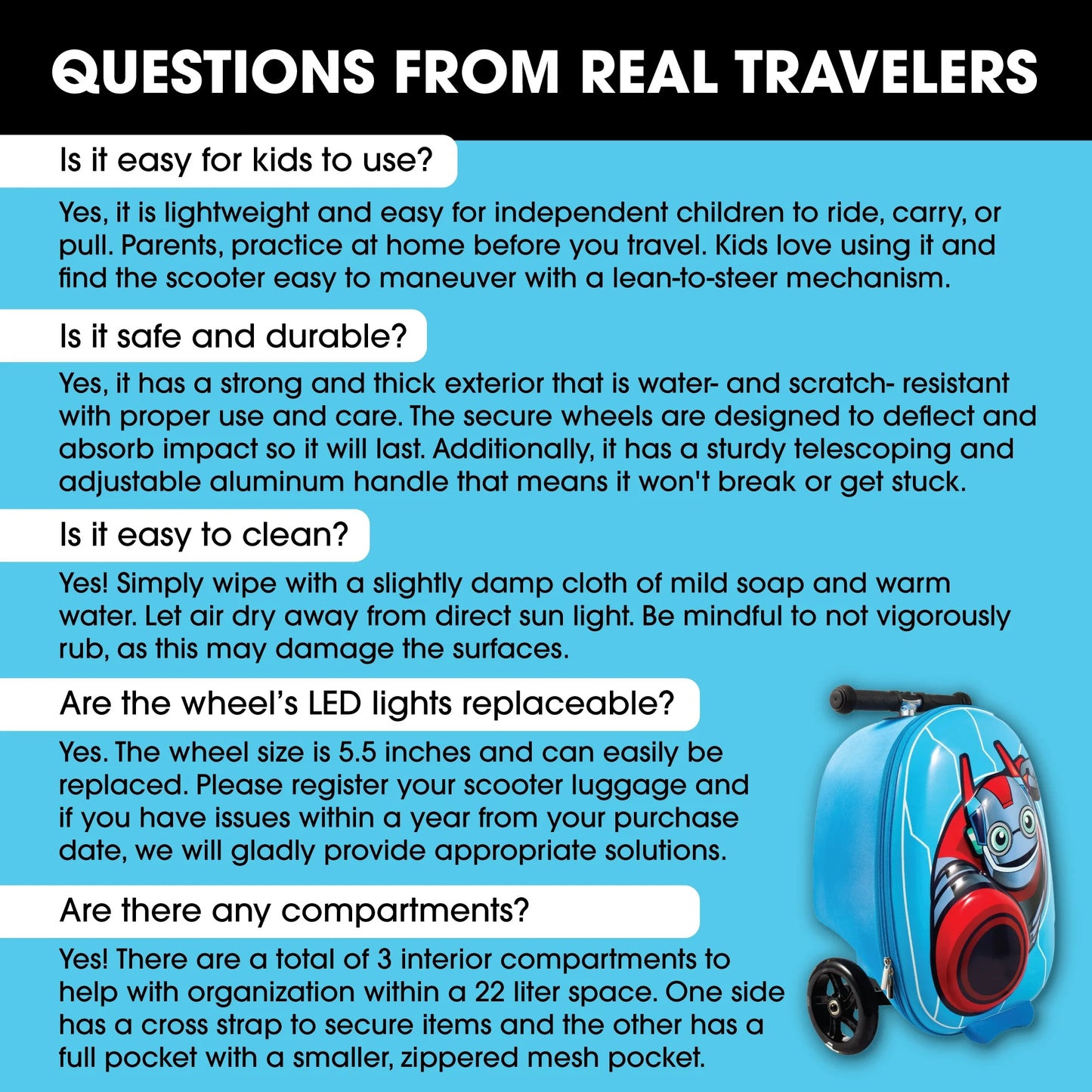 Kiddietotes 20" Child Hardside Kids Travel Luggage