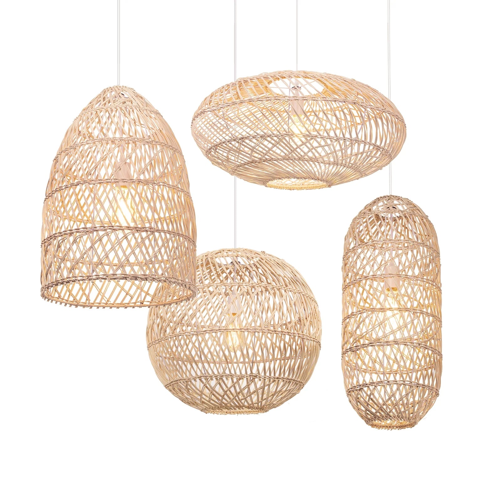 Arturesthome Rattan Pendant Lights Globe Hand Woven Boho Light Fixtures for Living Room Natural 19.5" x 17.9"