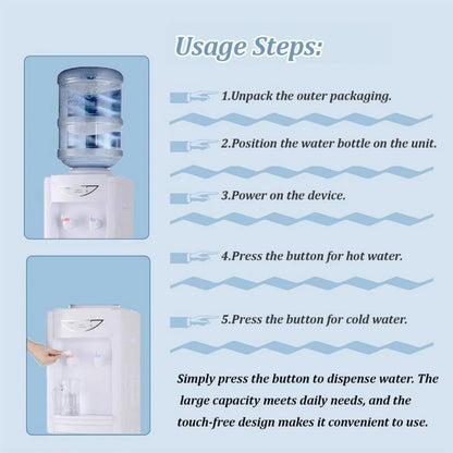 Water Cooler Dispenser, 3 or 5 Gallon Top Loading Hot/Cold Water Cooler Dispenser with Child Safety Lock & Storage Cabinet for Kitchens, Indoor Home Office Use, White