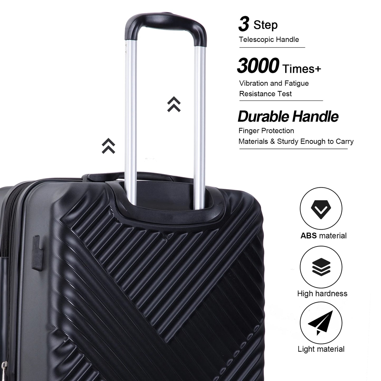 10 Piece Luggage Set Lightweight Suitcase Set with 7PCS Organizer Bags Suitcase with TSA Lock Spinner Wheels(Black)