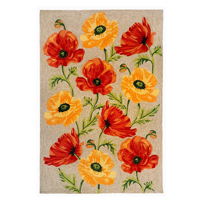Liora Manne Ravella Poppies Outdoor Indoor Area Rug Neutral Fade Resistant 5x8