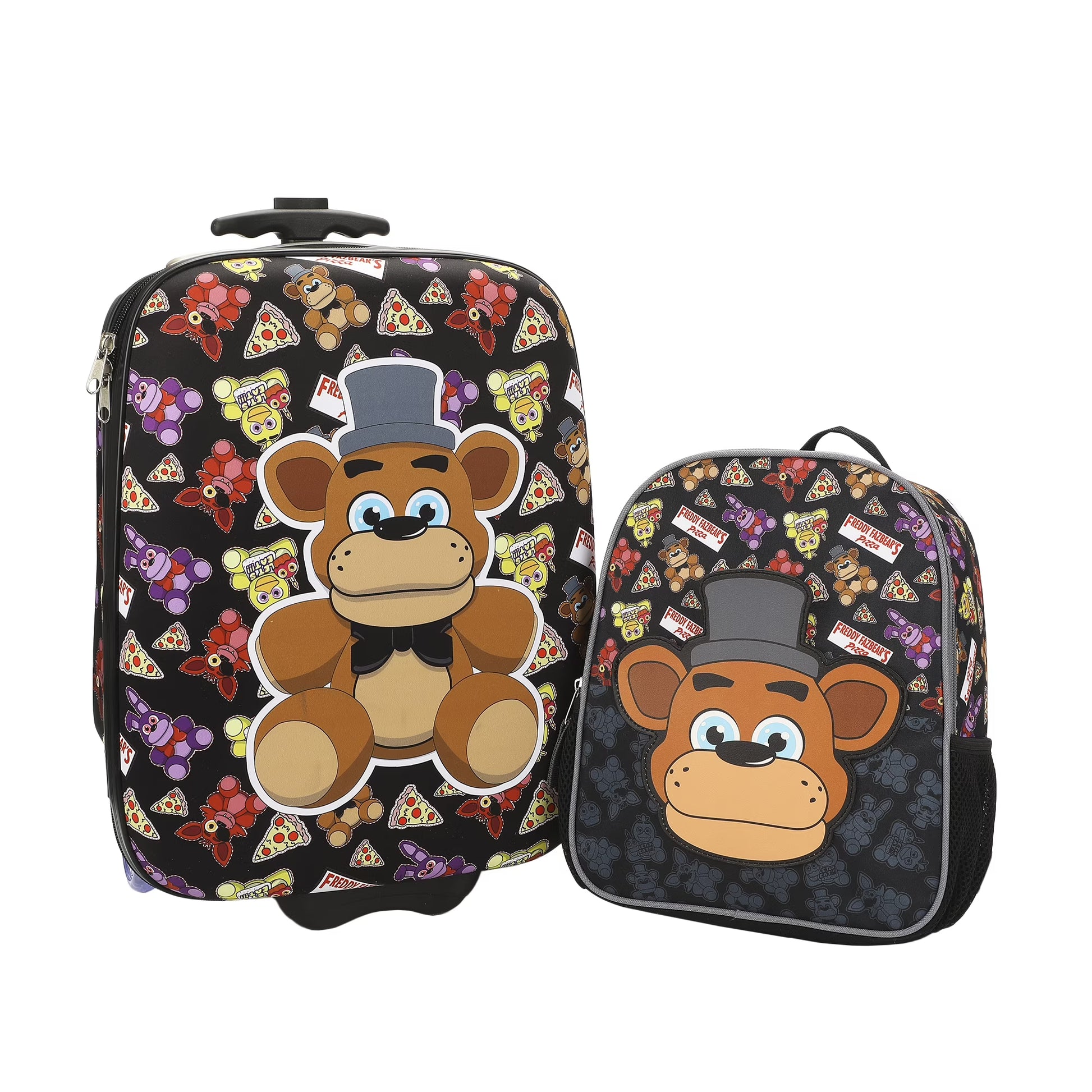 Five Nights At Freddy's Freddy Fazbear Character Print 2-Piece Youth EVA Wheeled Luggage & Travel Backpack Set