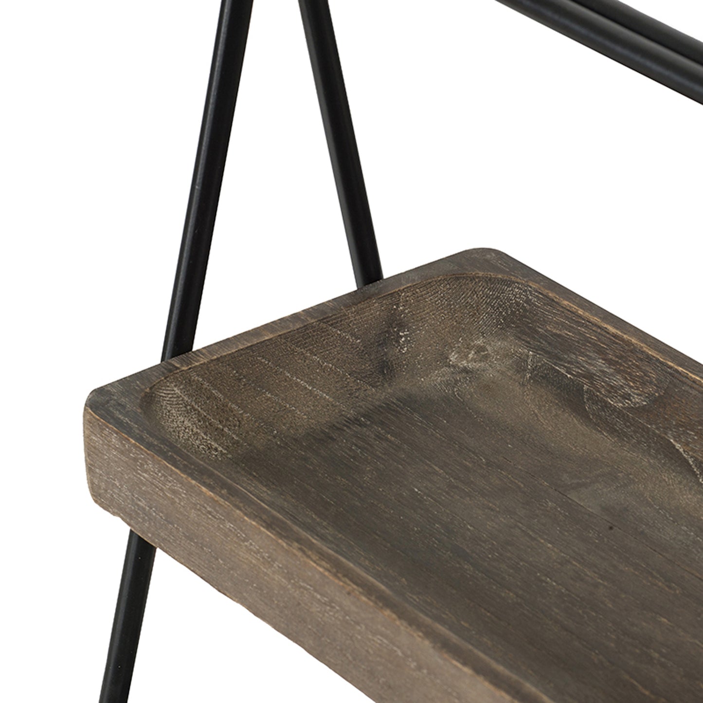 A& B Home 2 Tier Wood Decorative Tray with Metal Frame - Natural, Black Finish
