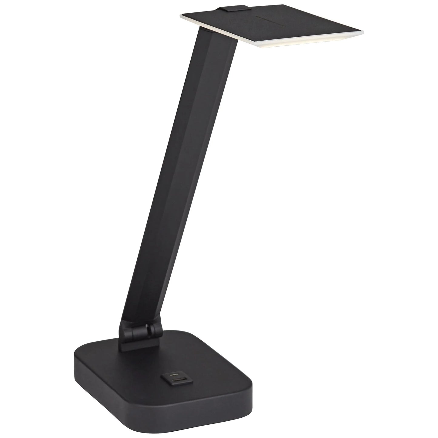 Possini Euro Design Rayven 22" High Modern Desk Lamp Adjustable Height LED USB Port Black Finish Metal Single Home Office Charging