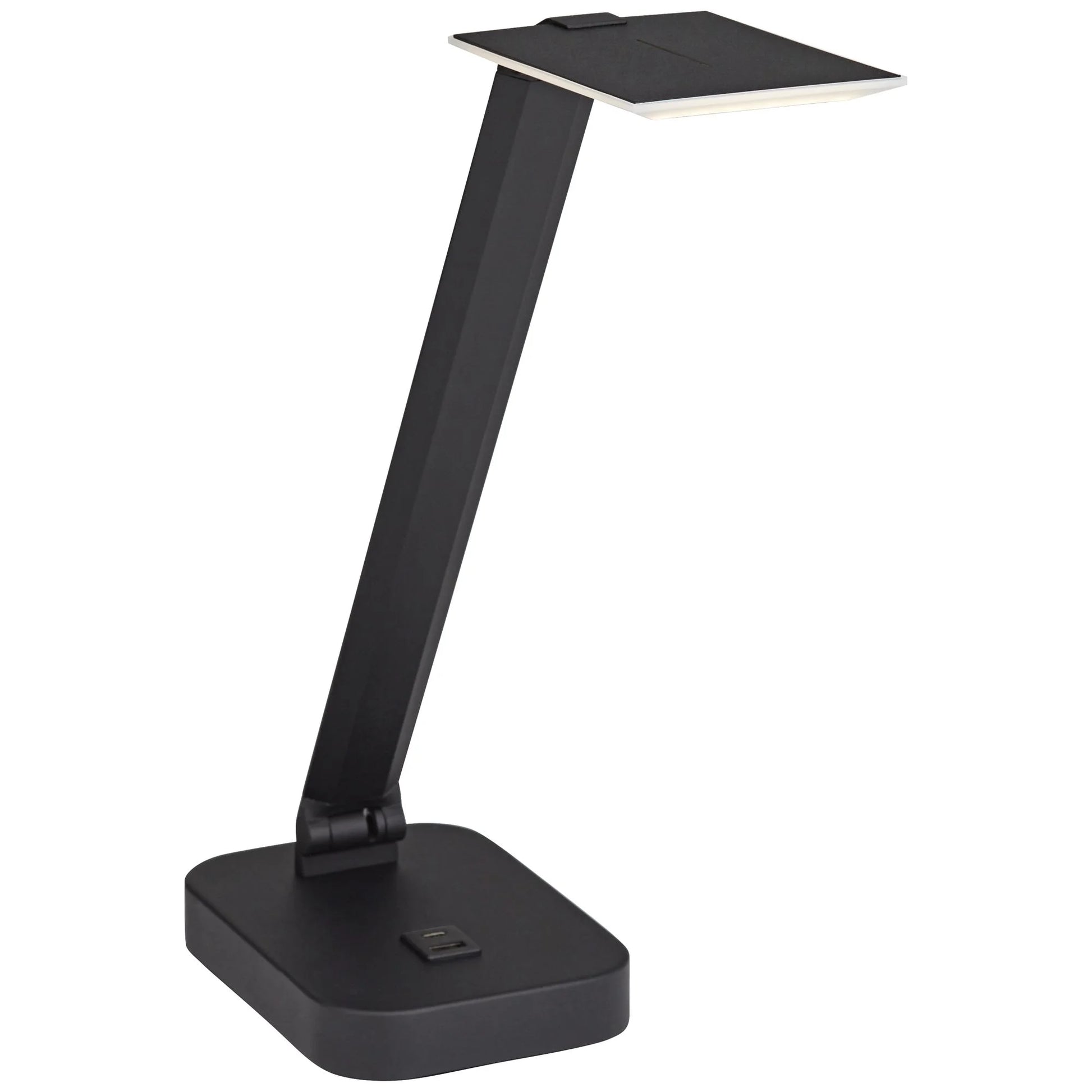 Possini Euro Design Rayven 22" High Modern Desk Lamp Adjustable Height LED USB Port Black Finish Metal Single Home Office Charging
