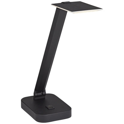 Possini Euro Design Rayven 22" High Modern Desk Lamp Adjustable Height LED USB Port Black Finish Metal Single Home Office Charging