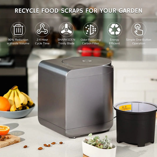 Airthereal Revive Electric Kitchen Composter, 2.5L Capacity with SHARKSDEN Tri-Blade, Turn Food Waste and Scraps into Dry Compost Fertilizer for Plants