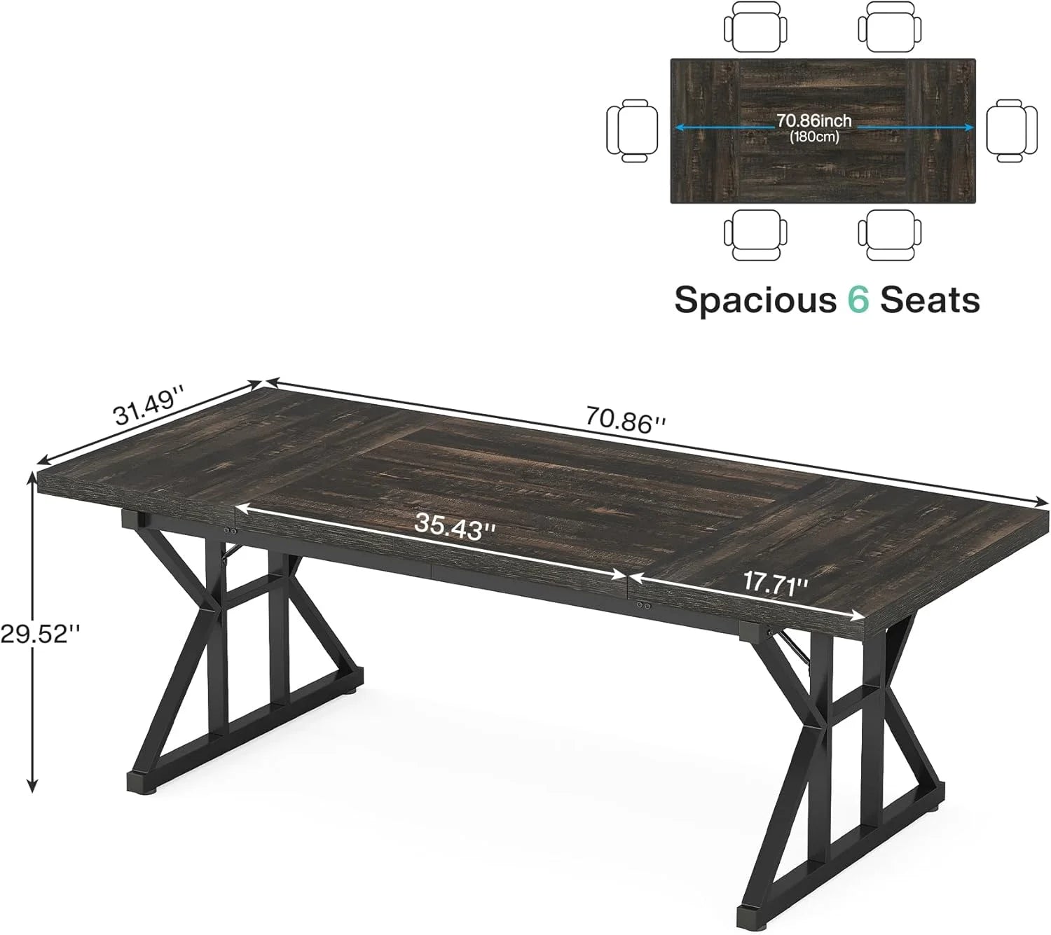 Tribesigns 71" Executive Desk, Large Computer Desk Study Writing Table for Home Office (Brown/White)