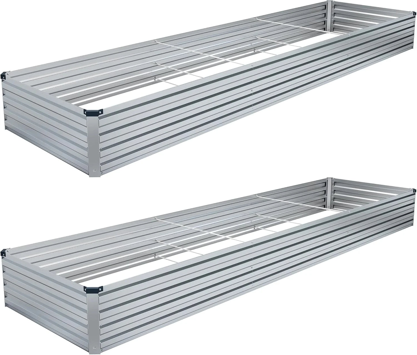 2PCS 12x2x1FT Galvanized Raised Garden Bed Kit,Vegetable Boxes-Rectangle Metal Flower Box,Large Planter Raised Beds Outdoor Garden for Planting,Fruit,Herb-Black