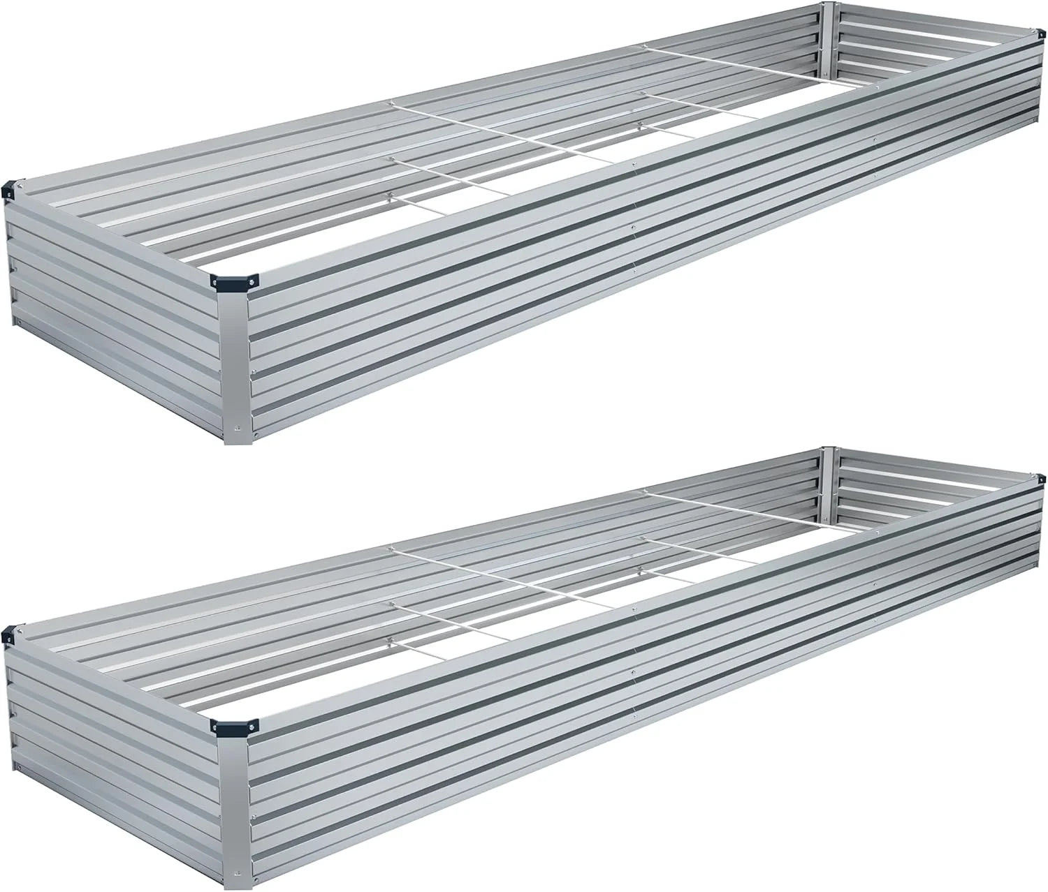 2PCS 12x2x1FT Galvanized Raised Garden Bed Kit,Vegetable Boxes-Rectangle Metal Flower Box,Large Planter Raised Beds Outdoor Garden for Planting,Fruit,Herb-Black