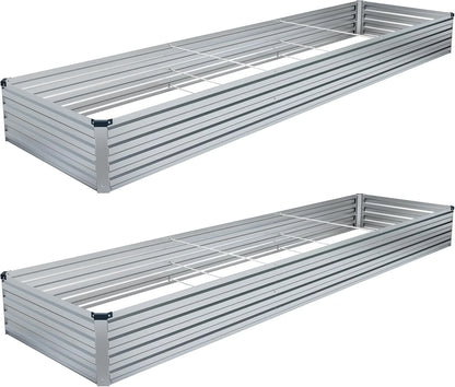2PCS 12x2x1FT Galvanized Raised Garden Bed Kit,Vegetable Boxes-Rectangle Metal Flower Box,Large Planter Raised Beds Outdoor Garden for Planting,Fruit,Herb-Black