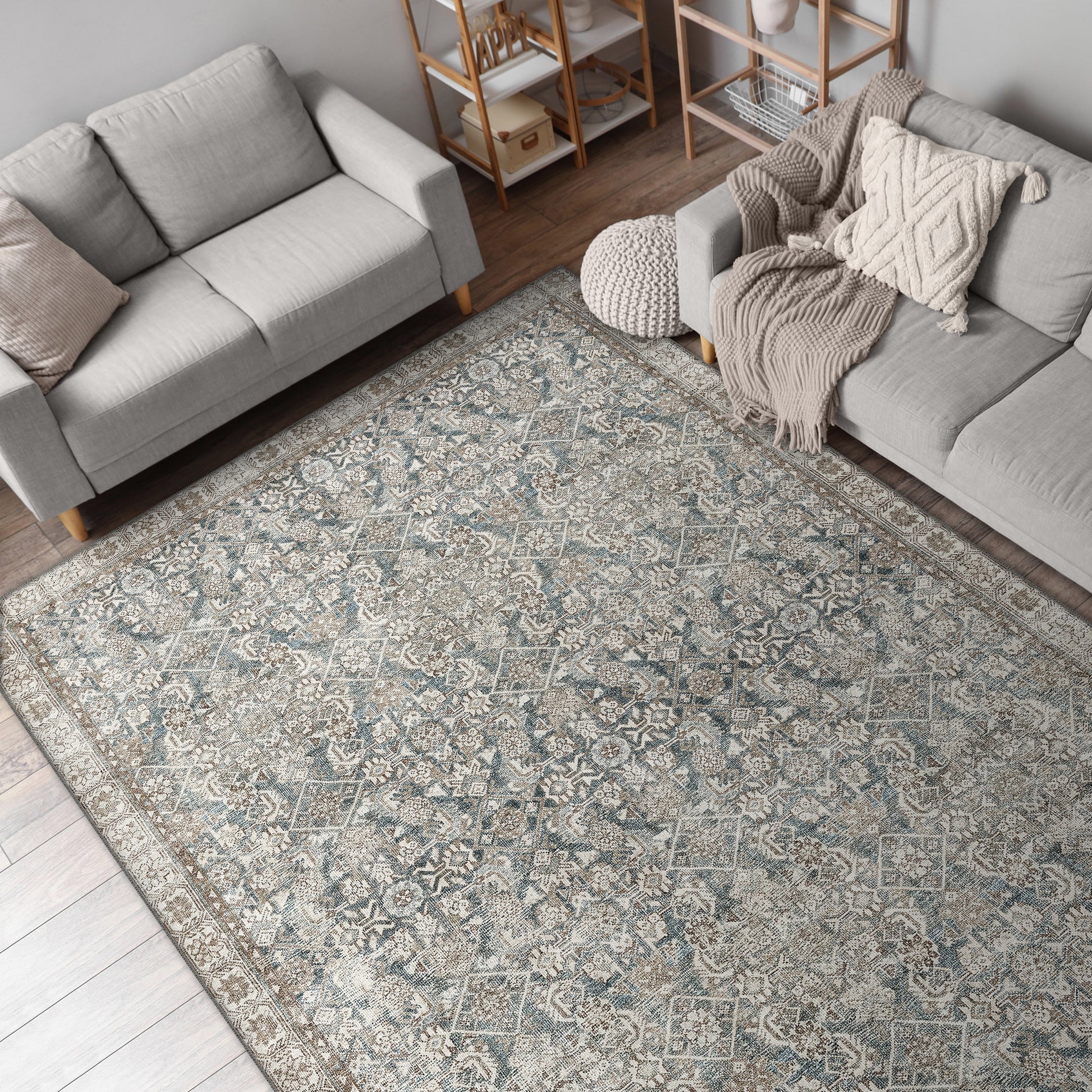 Apache Chenille Area Rug, Celyse Blue, 6' x 9'
