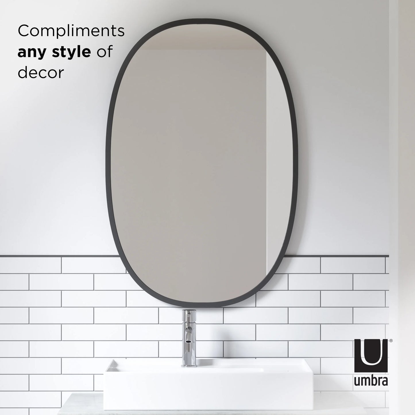 Umbra Hub Oval 24x36" Wall Mirror Black