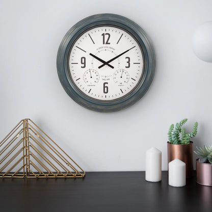 La Crosse Clock 18" Hamilton Indoor/Outdoor Blue Analog Quartz Analog Metal Clock, 433-3838