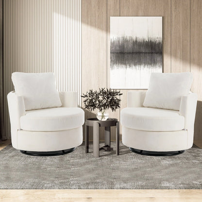 Muumblus Chenille Swivel Accent Chair, Barrel Chair Comfy Round Armchair Sofa Chair Sherpa Chair for Living Room & Nursery, Beige