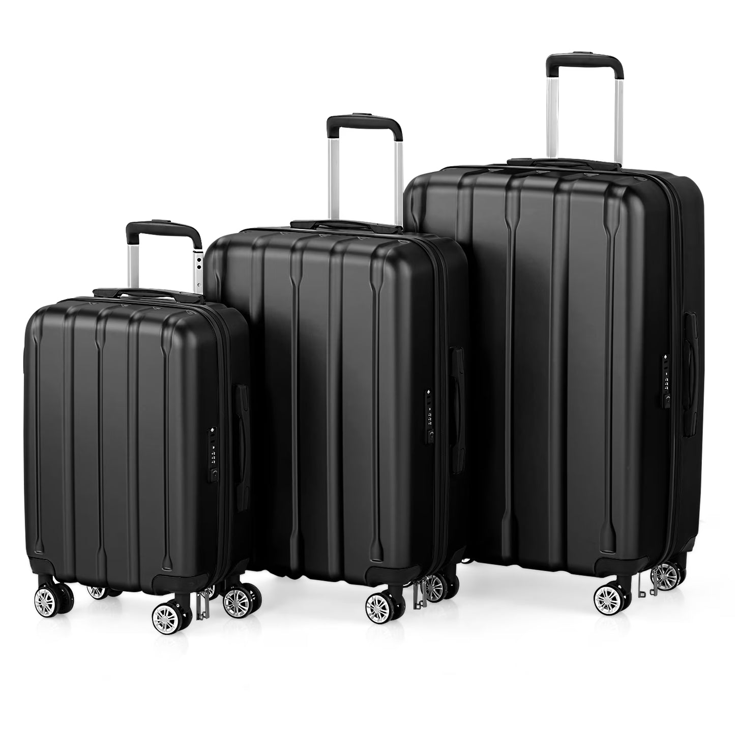 UBesGoo 3 Piece Hardshell Luggage Set, ABS Hardside Lightweight Trolley Carry On Suitcase with TSA Lock Spinner Wheels, Dark Gray