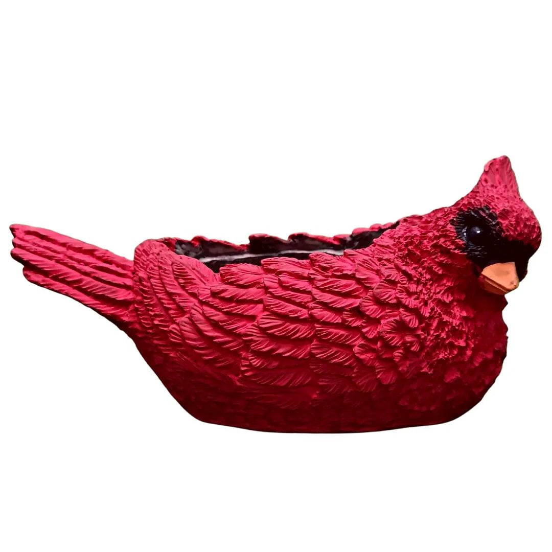 Red Cardinal Hand Painted Planter Garden Decor Art Planter Red Bird Flower Pot