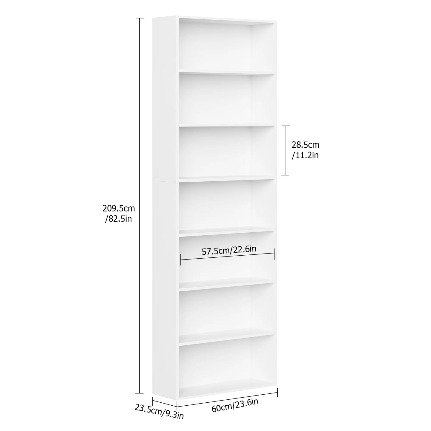 Homfa 82" Tall Bookcases, Freestanding Display Storage Shelves, 7-Tier Open Bookshelf for Home Office Living Room Bedroom, White
