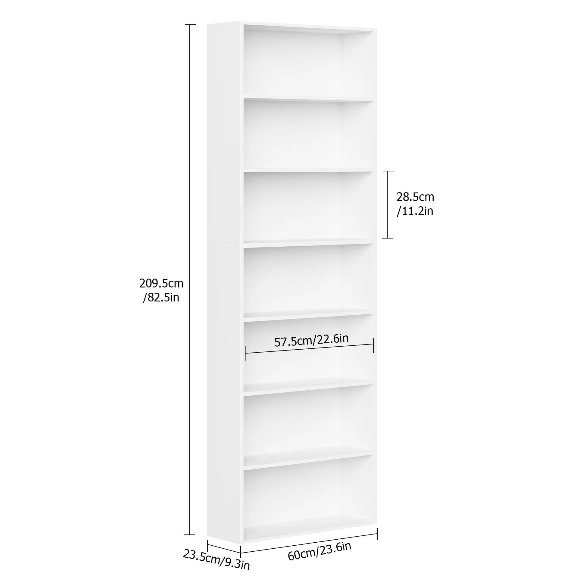 Homfa 82" Tall Bookcases, Freestanding Display Storage Shelves, 7-Tier Open Bookshelf for Home Office Living Room Bedroom, White