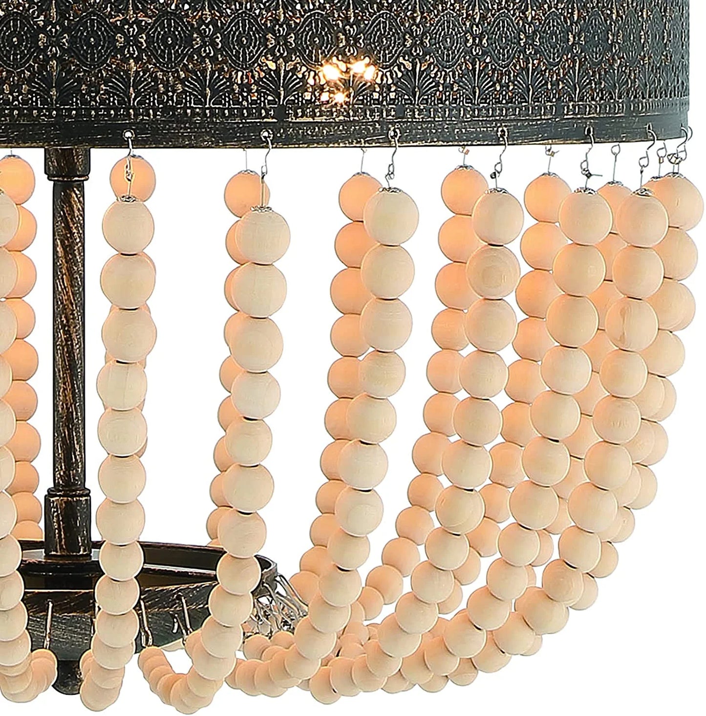 Vanity Art 5 Light Unique Empire Chandelier with Beaded Accents | Modern Hanging Lighting, Ceiling Lights Fixtures for Dining Room Living Room Bed Room Kitchen SYB5265DW-LT