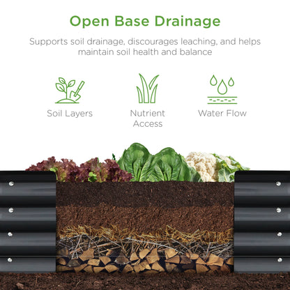 Best Choice Products 8x2x1ft Outdoor Metal Raised Oval Garden Bed, Planter Box for Vegetables, Flowers - Charcoal