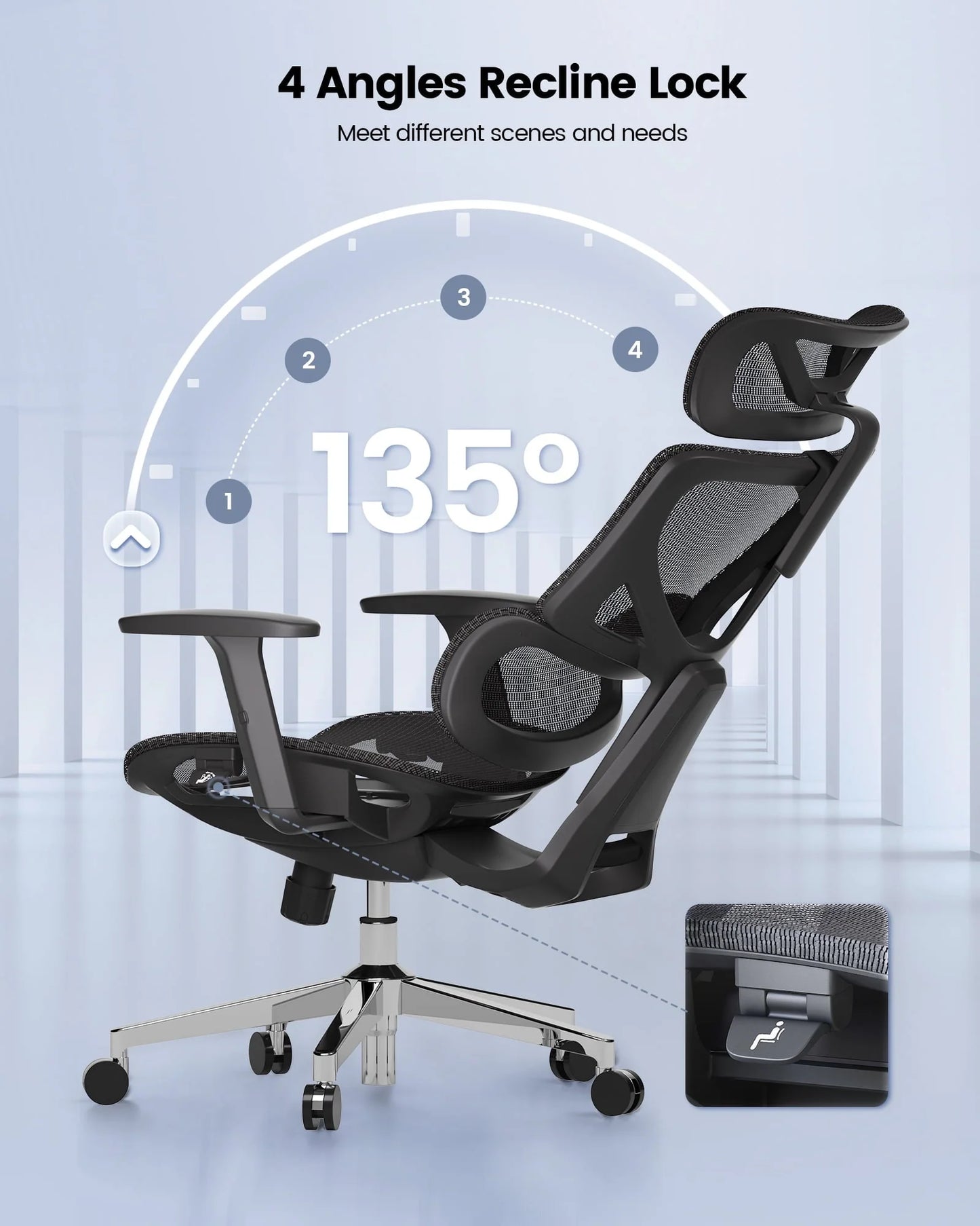 Ergonomic Mesh Home Office Chair, High Back with Lumbar Support-Seat Depth Adjustable Computer Task Chair with Wire Control, 350lb weight capacity