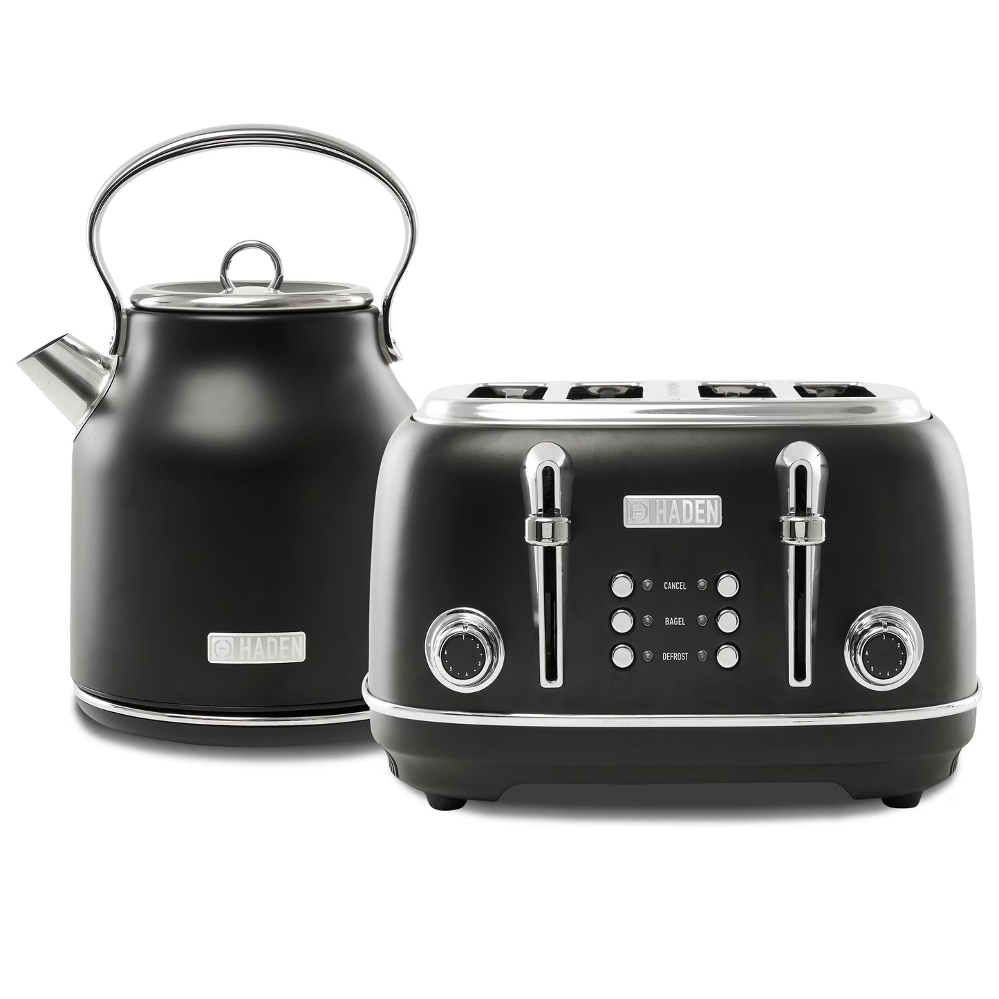 Haden Heritage 1500 1.7 Electric Kettle, Matte Black Finish with Copper Accents