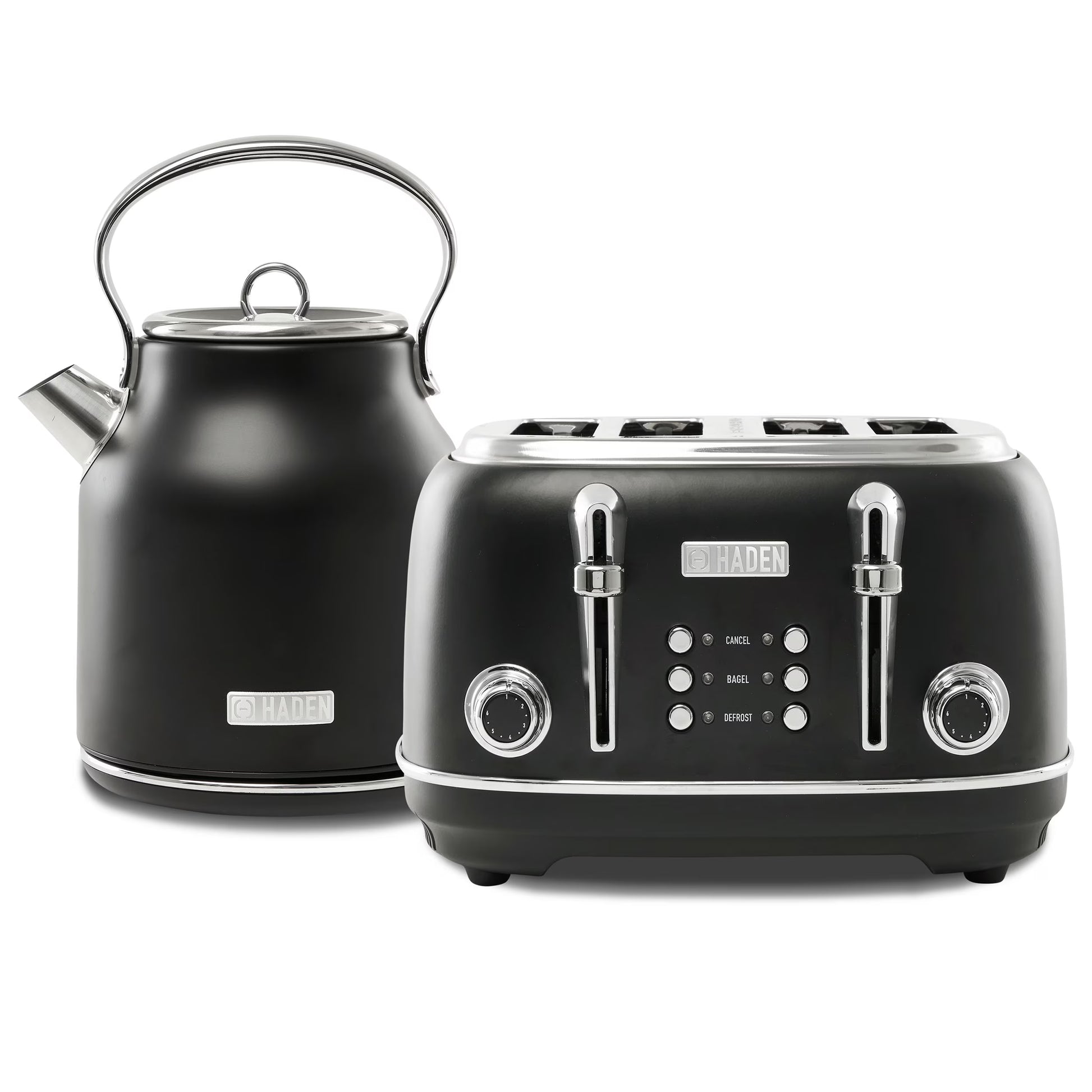 Haden Heritage 1500 1.7 Electric Kettle, Matte Black Finish with Copper Accents