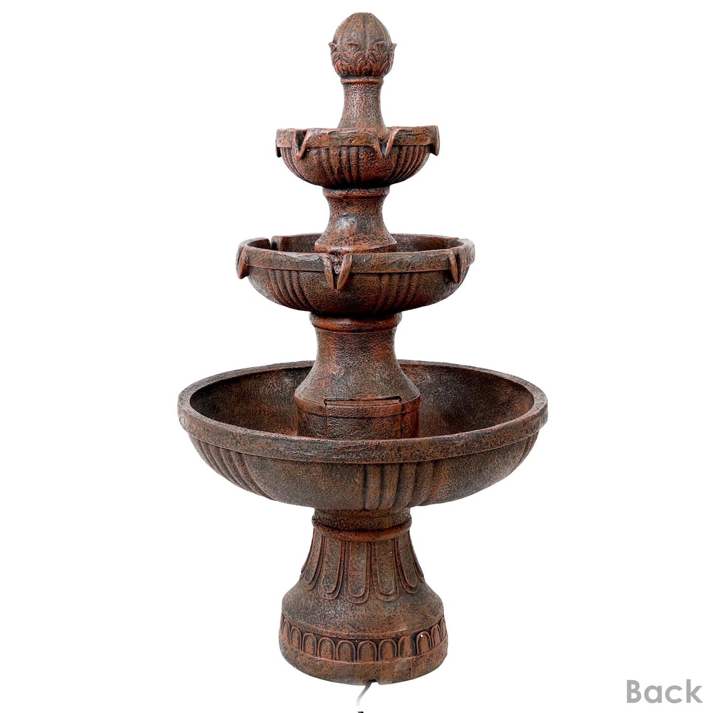 Sunnydaze Flower Blossom Traditional White Resin 3-Tier Outdoor Water Fountain