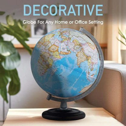 Waypoint Geographic Mariner Plus Globe, 12" Blue Ocean-Style World Globe, Up-to-Date Reference Globe for Home and Office Decor, 17° H x 13.5° W x 12° D