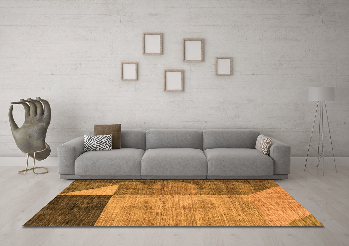 Ahgly Company Indoor Rectangle Abstract Orange Modern Area Rugs, 5' x 7'