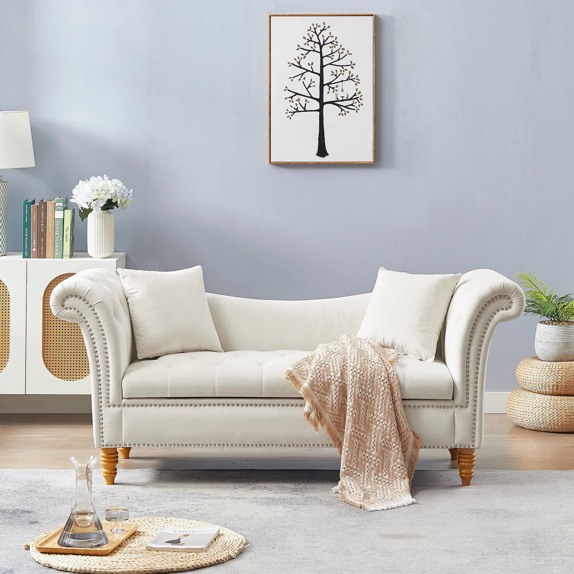 Lemacte Beige Modern Velvet Loveseat Sofa 2 Seater Sofa Upholstered Sofa Couch for Living Room, Bedroom, Studio,Home Office, Hotel