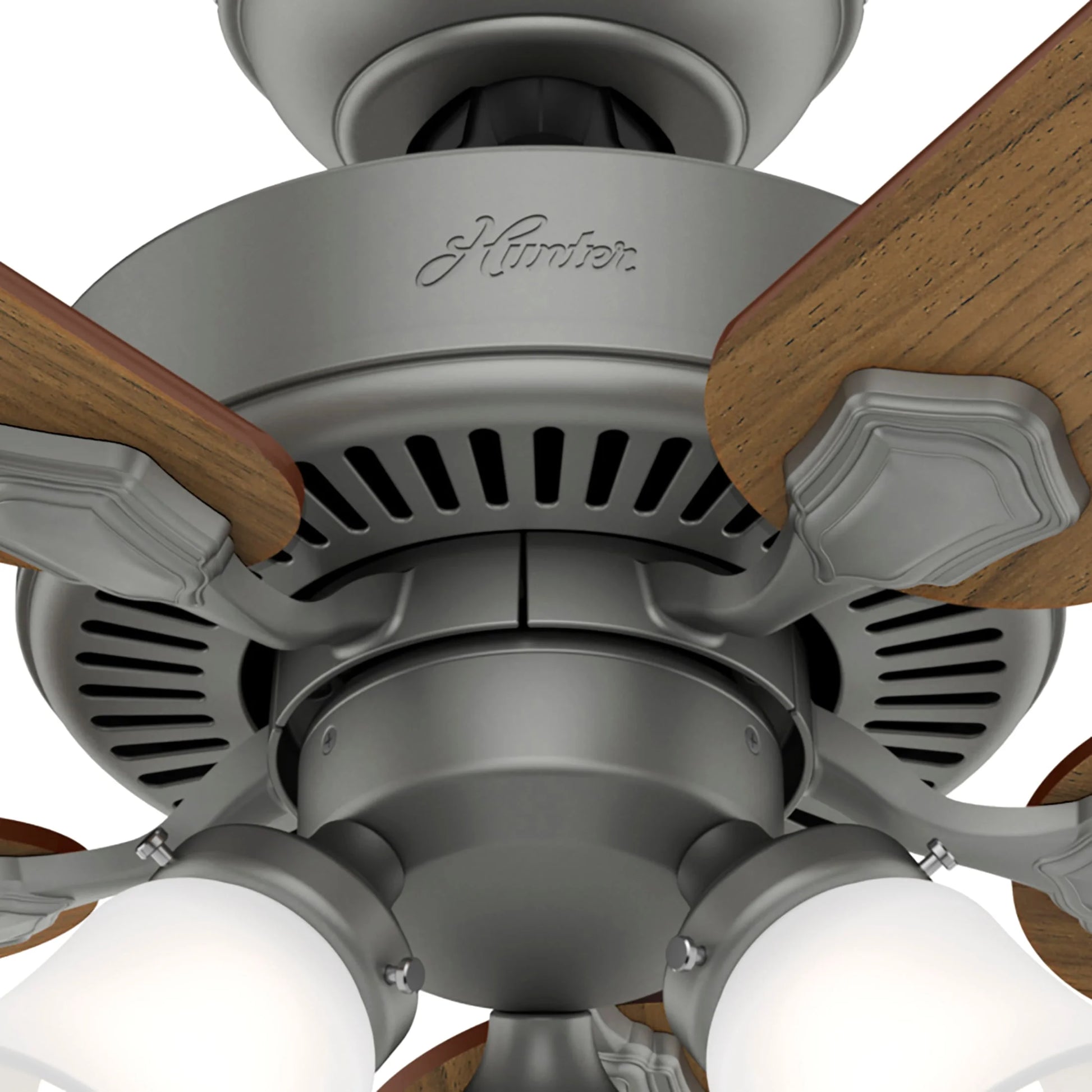 Hunter - Swanson Indoor Ceiling Fan With Light, 52-inch, Matte Silver, Casual-style, 3-speed WhisperWind Motor, 50894, for living rooms, bedrooms, home offices, kitchens