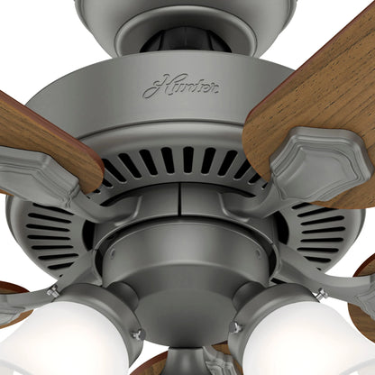 Hunter - Swanson Indoor Ceiling Fan With Light, 52-inch, Matte Silver, Casual-style, 3-speed WhisperWind Motor, 50894, for living rooms, bedrooms, home offices, kitchens