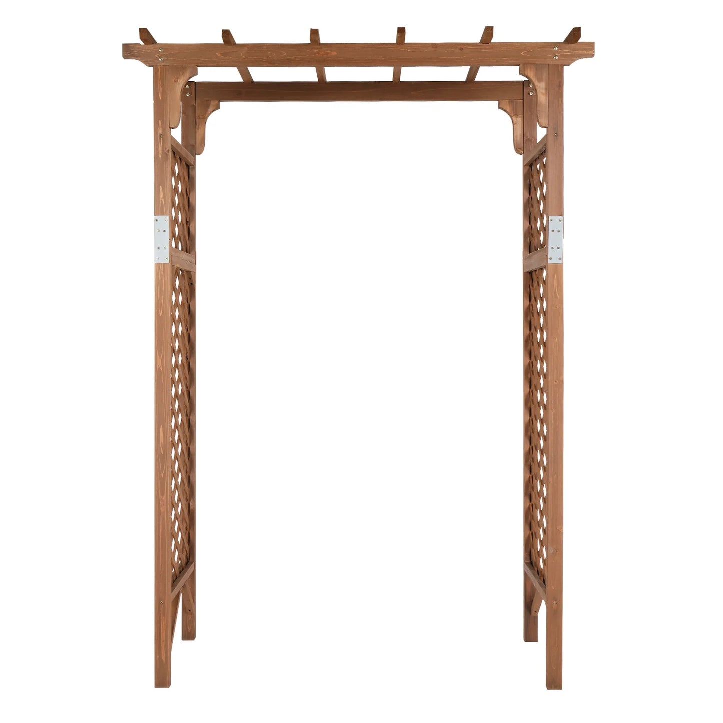 Ktaxon 5ft Wooden Garden Arch - Flat Top Trellis for Climbing Plants, Wedding, Backyard, Dark Brown
