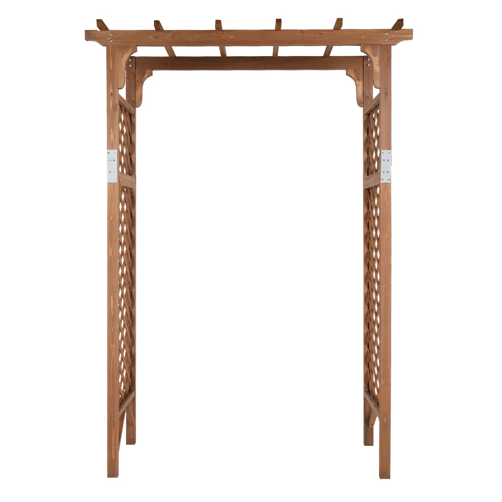 Ktaxon 5ft Wooden Garden Arch - Flat Top Trellis for Climbing Plants, Wedding, Backyard, Dark Brown
