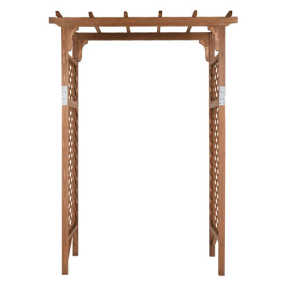 Ktaxon 5ft Wooden Garden Arch - Flat Top Trellis for Climbing Plants, Wedding, Backyard, Dark Brown