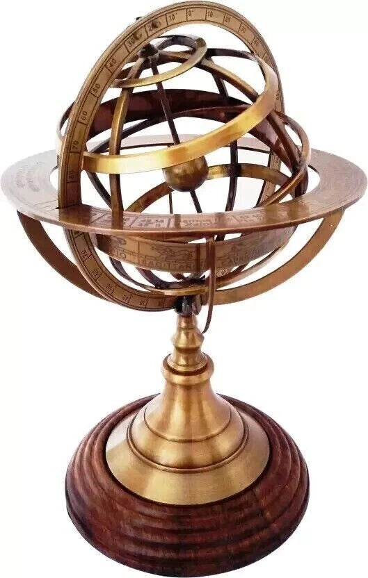 12" Nautical Armillary Sphere World Globe Handmade Brass Antique Style | Classic Vintage Decor