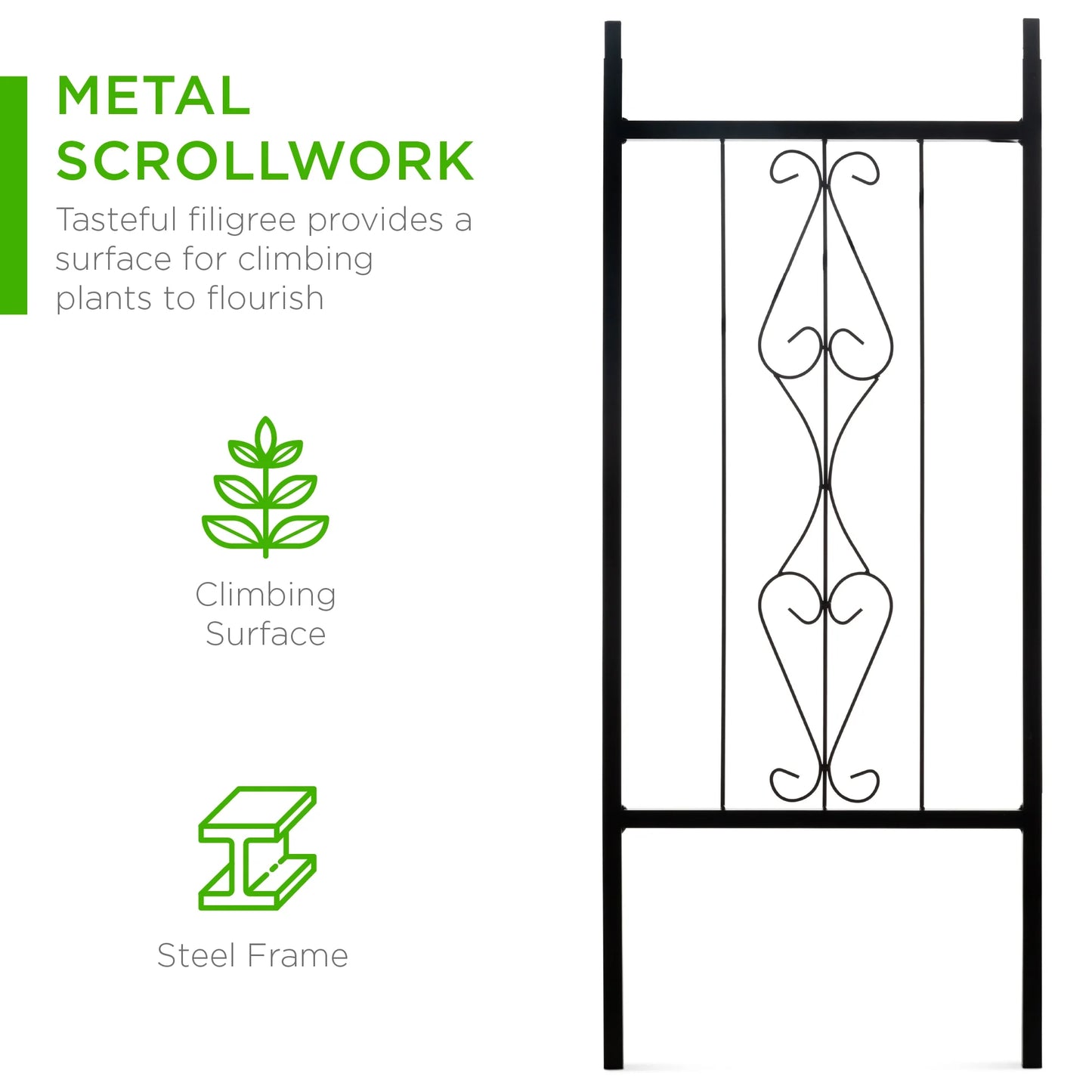 Best Choice Products 92in Steel Garden Arch Arbor Outdoor Trellis for Garden, Climbing Plants w/Wire Lattice - Black