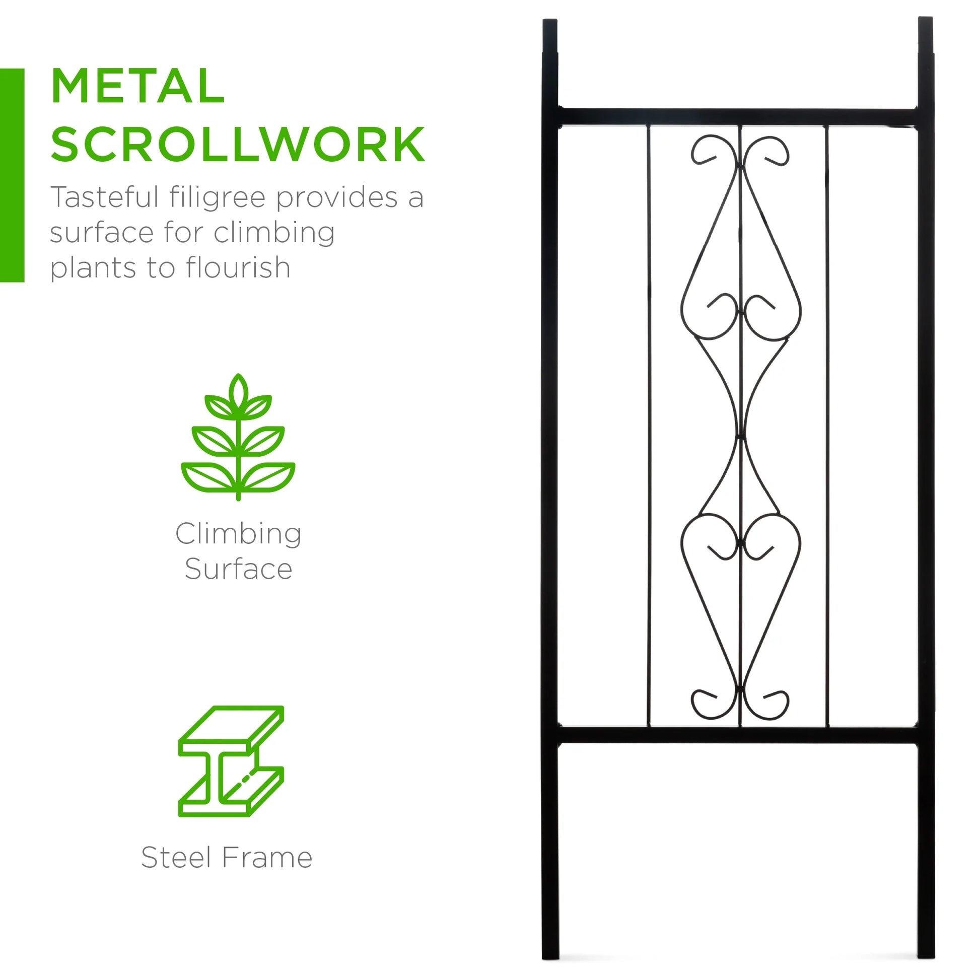 Best Choice Products 92in Steel Garden Arch Arbor Outdoor Trellis for Garden, Climbing Plants w/Wire Lattice - Black