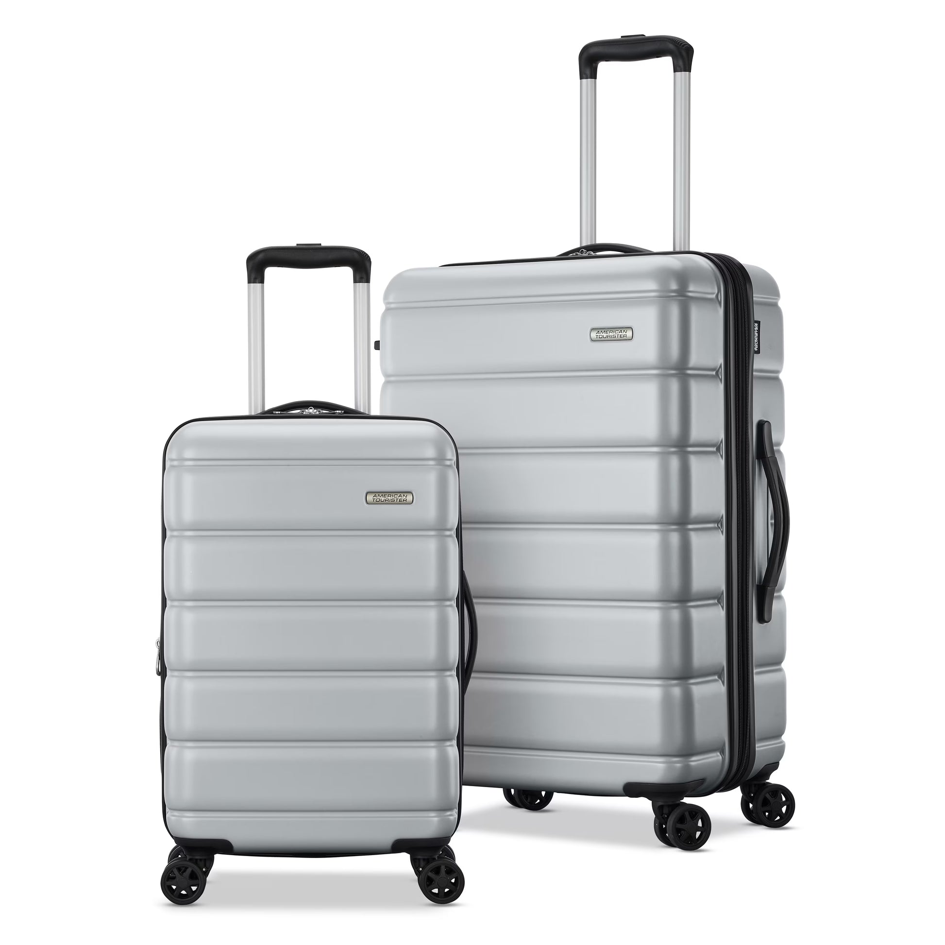 American Tourister Roll Out 2-Piece Luggage Set with Spinner Wheels (Carry on/Medium Checked) - Silver