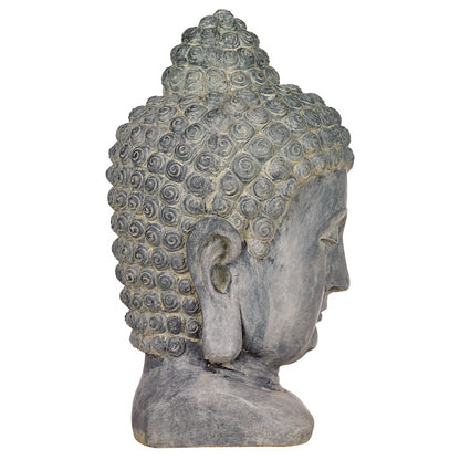 John Timberland Meditating Buddha Head Statue Sculpture Zen Asian Garden Decor Outdoor Front Porch Gray Faux Stone 18 1/2" Tall